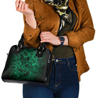 Aotearoa Maori Hei Tiki Shoulder Handbag Kakariki Kowhaiwhai Puhoro Motif