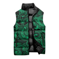 Aotearoa Maori Hei Tiki Sleeveless Puffer Jacket Kakariki Kowhaiwhai Puhoro Motif LT9 - Polynesian Pride