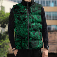 Aotearoa Maori Hei Tiki Sleeveless Puffer Jacket Kakariki Kowhaiwhai Puhoro Motif LT9 - Polynesian Pride