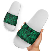Aotearoa Maori Hei Tiki Slide Sandals Kakariki Kowhaiwhai Puhoro Motif