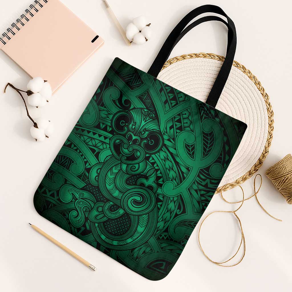 Aotearoa Maori Hei Tiki Tote Bag Kakariki Kowhaiwhai Puhoro Motif