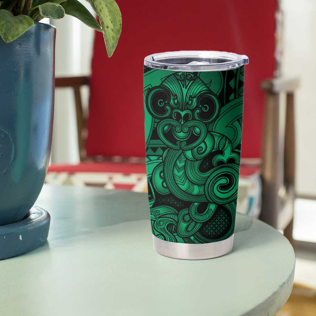 Aotearoa Maori Hei Tiki Tumbler Cup Kakariki Kowhaiwhai Puhoro Motif