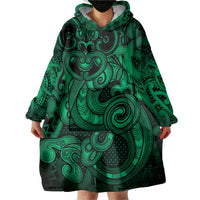 Aotearoa Maori Hei Tiki Wearable Blanket Hoodie Kakariki Kowhaiwhai Puhoro Motif LT9 - Polynesian Pride
