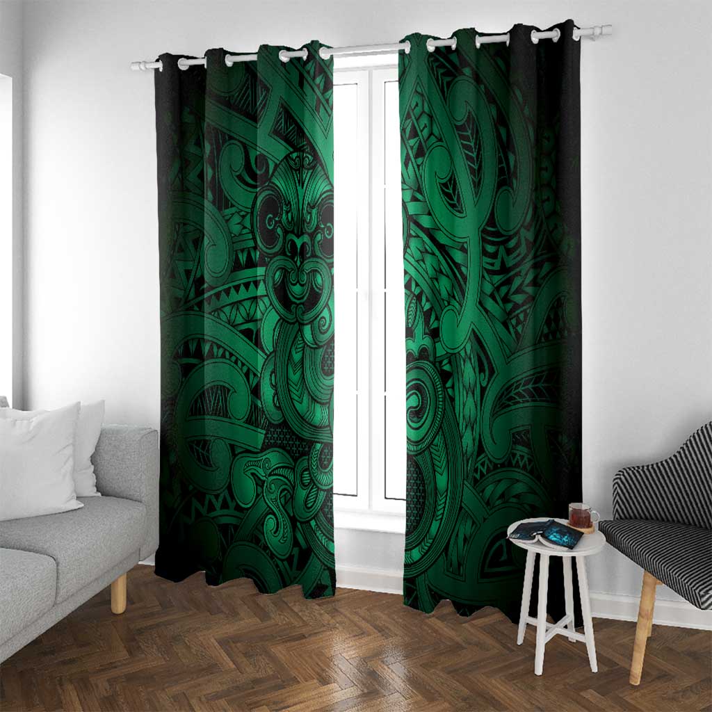 Aotearoa Maori Hei Tiki Window Curtain Kakariki Kowhaiwhai Puhoro Motif