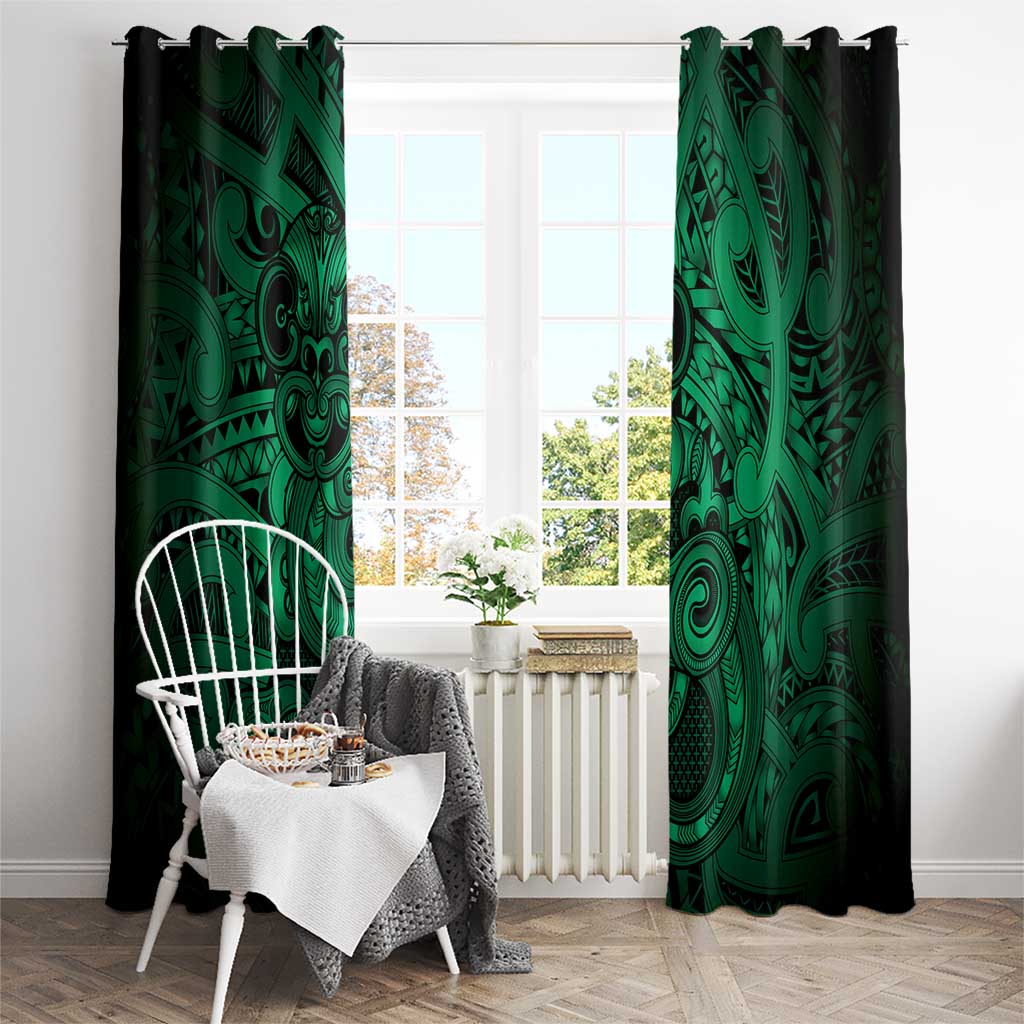 Aotearoa Maori Hei Tiki Window Curtain Kakariki Kowhaiwhai Puhoro Motif