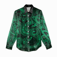 Aotearoa Maori Hei Tiki Women Casual Shirt Kakariki Kowhaiwhai Puhoro Motif LT9 - Polynesian Pride