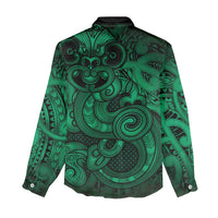 Aotearoa Maori Hei Tiki Women Casual Shirt Kakariki Kowhaiwhai Puhoro Motif LT9 - Polynesian Pride