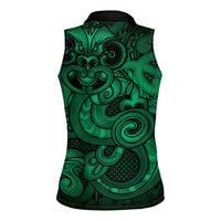 Aotearoa Maori Hei Tiki Women Sleeveless Polo Shirt Kakariki Kowhaiwhai Puhoro Motif LT9 - Polynesian Pride