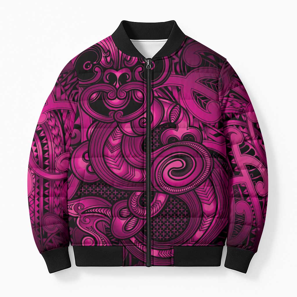 Aotearoa Maori Hei Tiki Bomber Puffer Jacket Mawhero Kowhaiwhai Puhoro Motif