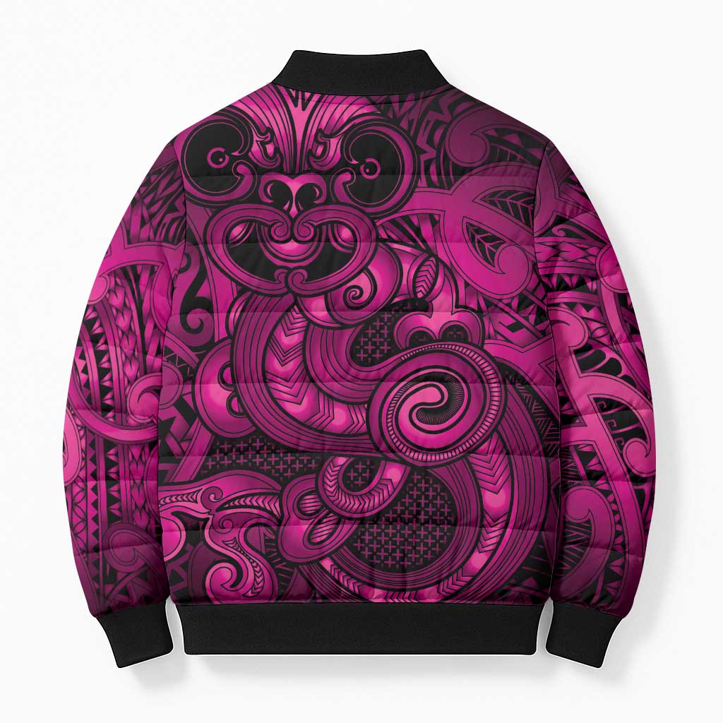 Aotearoa Maori Hei Tiki Bomber Puffer Jacket Mawhero Kowhaiwhai Puhoro Motif