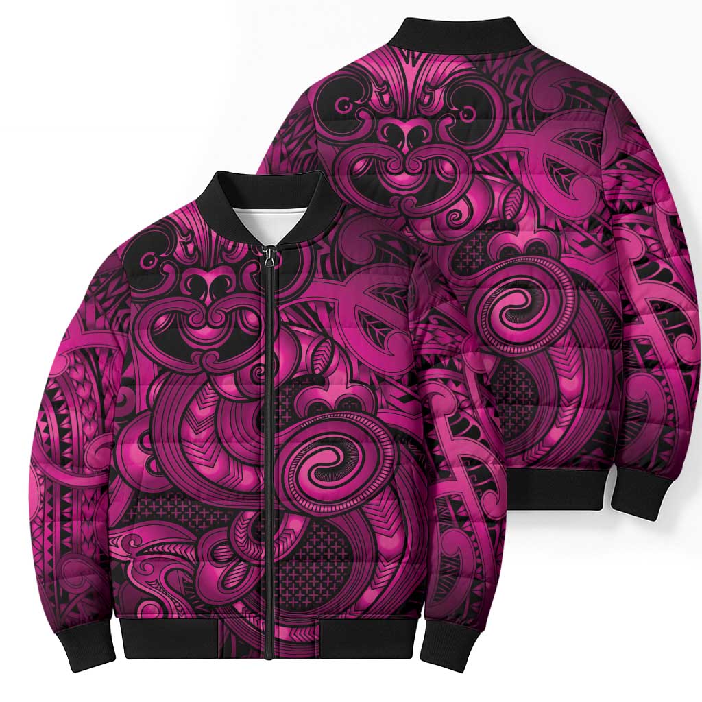 Aotearoa Maori Hei Tiki Bomber Puffer Jacket Mawhero Kowhaiwhai Puhoro Motif