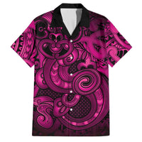 Aotearoa Maori Hei Tiki Family Matching Long Sleeve Bodycon Dress and Hawaiian Shirt Mawhero Kowhaiwhai Puhoro Motif LT9 Dad's Shirt - Short Sleeve Pink - Polynesian Pride