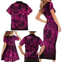 Aotearoa Maori Hei Tiki Family Matching Short Sleeve Bodycon Dress and Hawaiian Shirt Mawhero Kowhaiwhai Puhoro Motif LT9 - Polynesian Pride