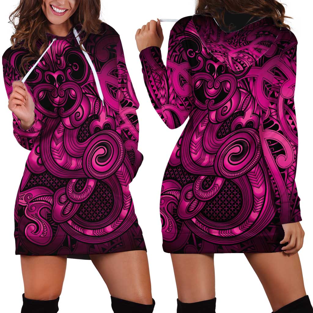 Aotearoa Maori Hei Tiki Hoodie Dress Mawhero Kowhaiwhai Puhoro Motif LT9 - Polynesian Pride