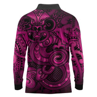 Aotearoa Maori Hei Tiki Long Sleeve Polo Shirt Mawhero Kowhaiwhai Puhoro Motif LT9 - Polynesian Pride