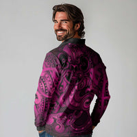 Aotearoa Maori Hei Tiki Long Sleeve Polo Shirt Mawhero Kowhaiwhai Puhoro Motif LT9 - Polynesian Pride