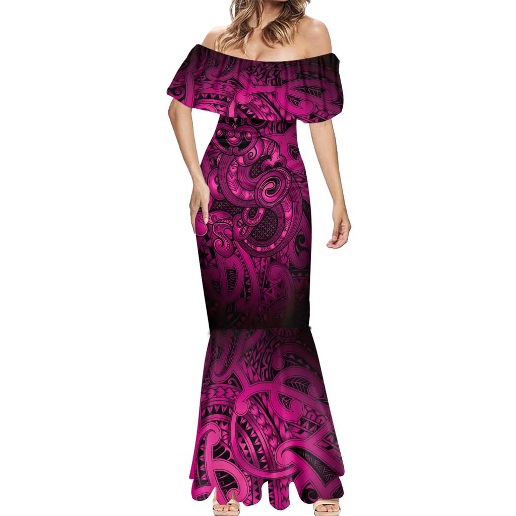 Aotearoa Maori Hei Tiki Mermaid Dress Mawhero Kowhaiwhai Puhoro Motif LT9 - Polynesian Pride