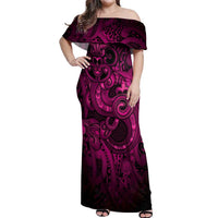 Aotearoa Maori Hei Tiki Off Shoulder Maxi Dress Mawhero Kowhaiwhai Puhoro Motif