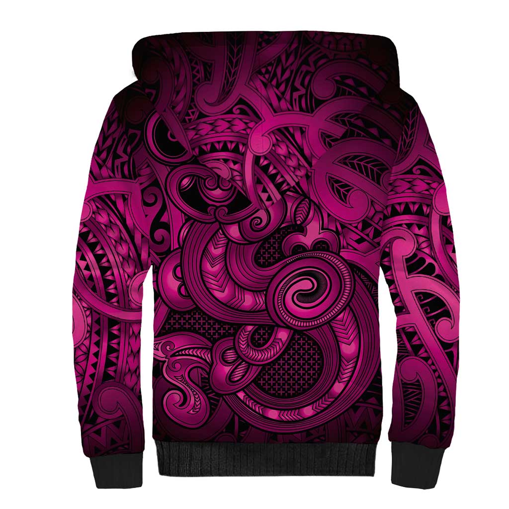 Aotearoa Maori Hei Tiki Sherpa Hoodie Mawhero Kowhaiwhai Puhoro Motif LT9 - Polynesian Pride