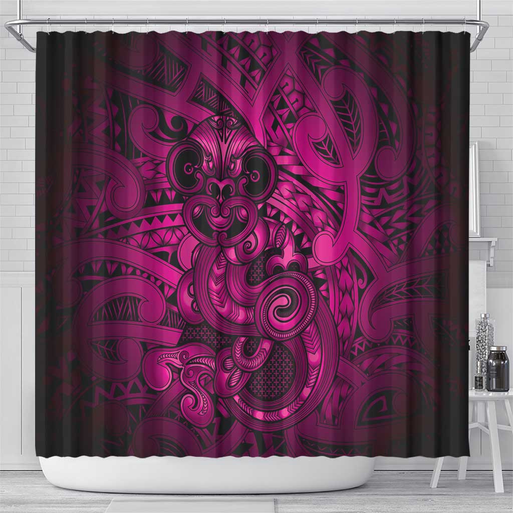 Aotearoa Maori Hei Tiki Shower Curtain Mawhero Kowhaiwhai Puhoro Motif LT9 - Polynesian Pride