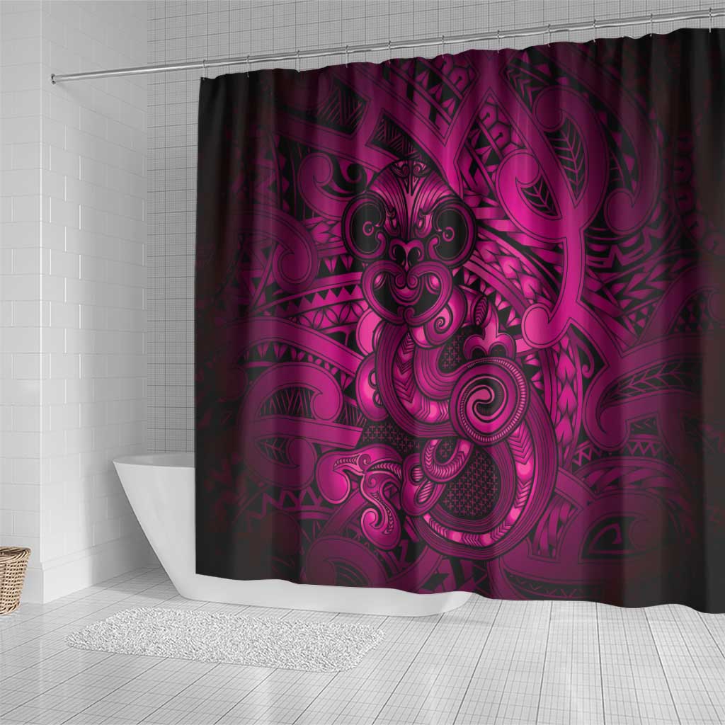 Aotearoa Maori Hei Tiki Shower Curtain Mawhero Kowhaiwhai Puhoro Motif LT9 - Polynesian Pride