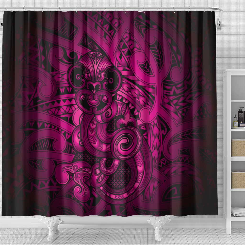 Aotearoa Maori Hei Tiki Shower Curtain Mawhero Kowhaiwhai Puhoro Motif LT9 - Polynesian Pride