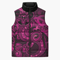Aotearoa Maori Hei Tiki Sleeveless Puffer Jacket Mawhero Kowhaiwhai Puhoro Motif LT9 Unisex Pink - Polynesian Pride