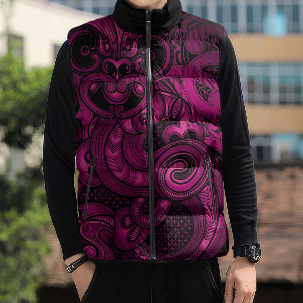 Aotearoa Maori Hei Tiki Sleeveless Puffer Jacket Mawhero Kowhaiwhai Puhoro Motif LT9 - Polynesian Pride