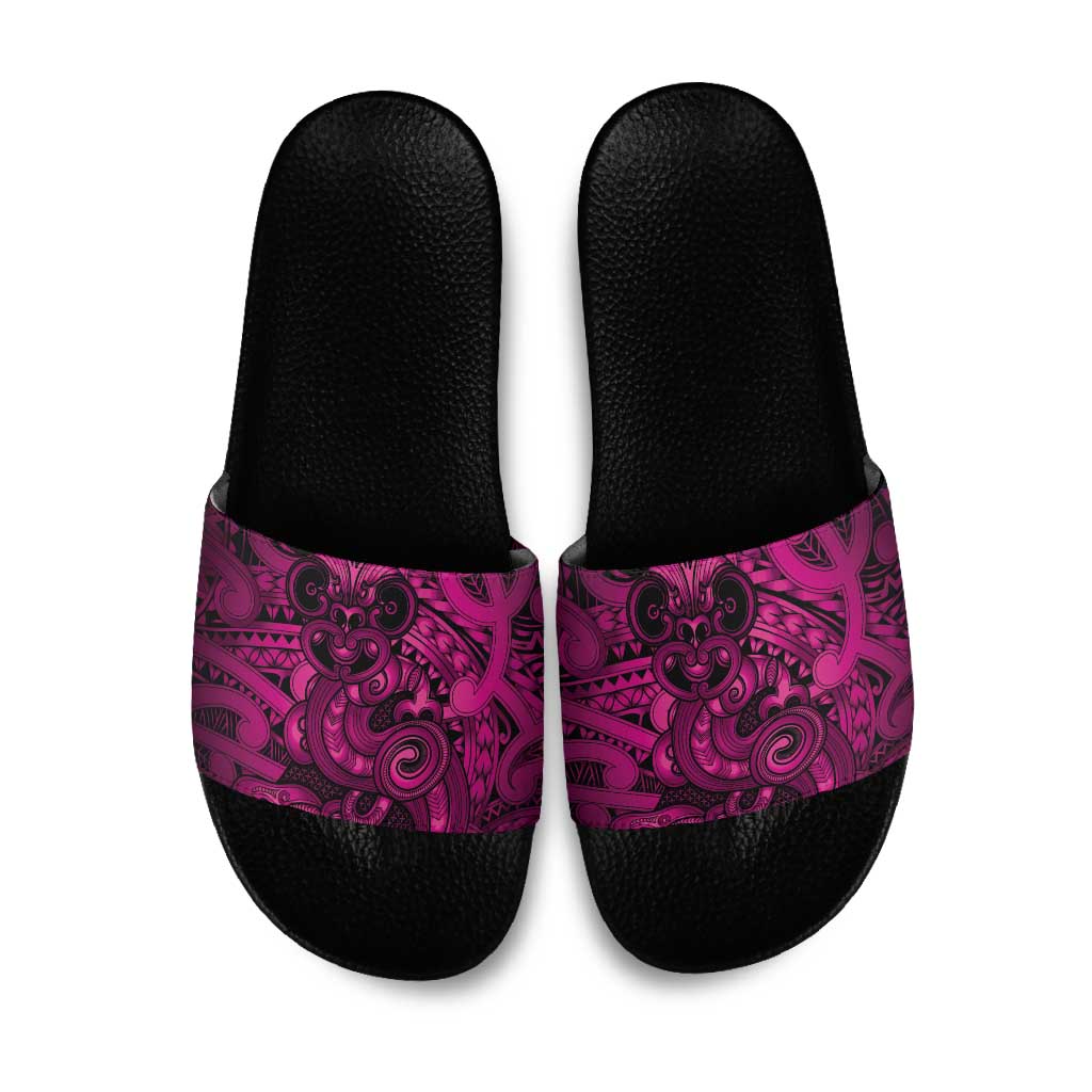 Aotearoa Maori Hei Tiki Slide Sandals Mawhero Kowhaiwhai Puhoro Motif