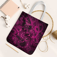 Aotearoa Maori Hei Tiki Tote Bag Mawhero Kowhaiwhai Puhoro Motif LT9 White Strap One Size Pink - Polynesian Pride