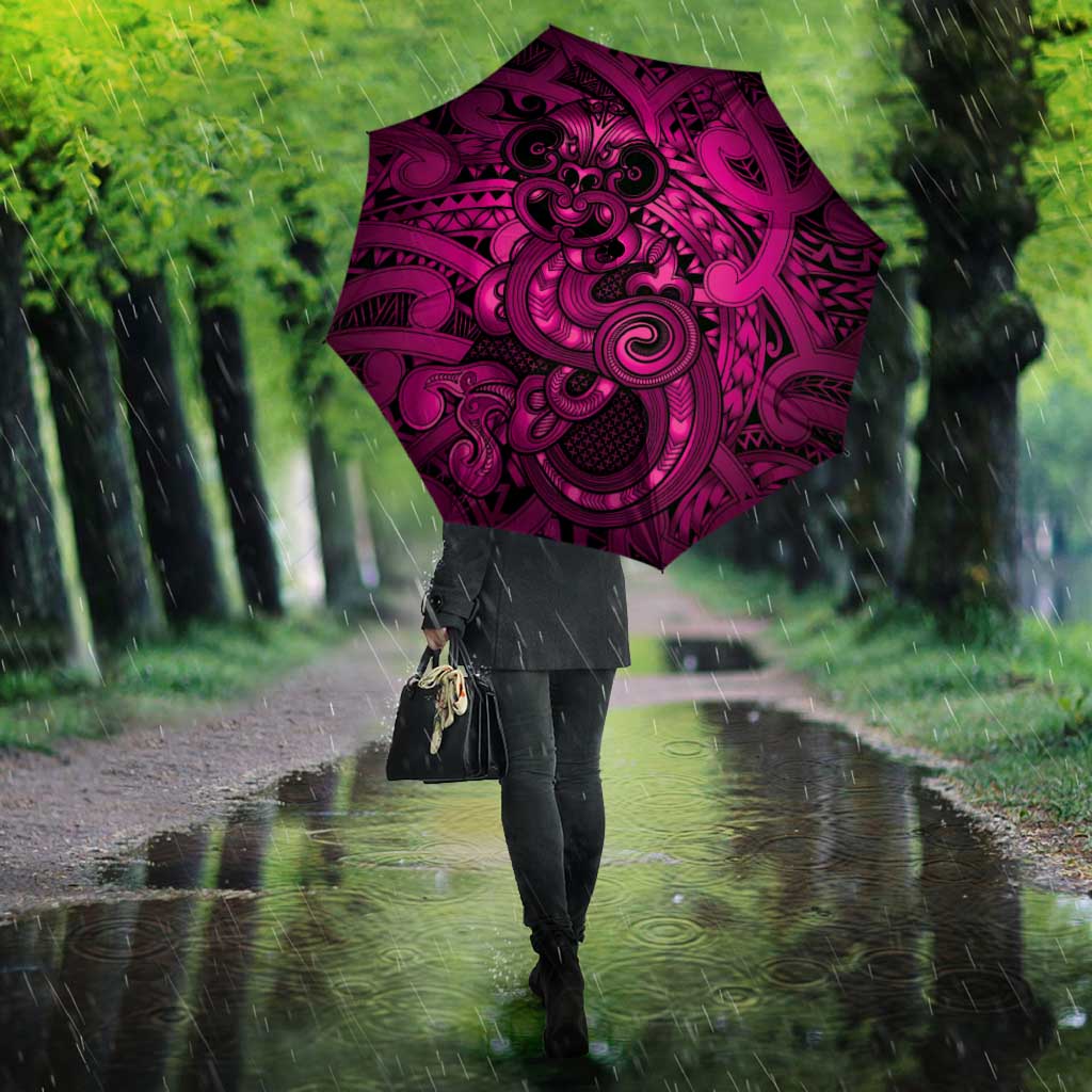 Aotearoa Maori Hei Tiki Umbrella Mawhero Kowhaiwhai Puhoro Motif