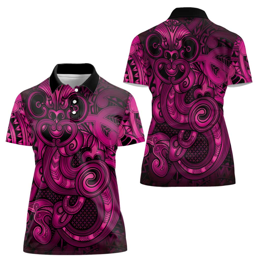 Aotearoa Maori Hei Tiki Women Polo Shirt Mawhero Kowhaiwhai Puhoro Motif LT9 - Polynesian Pride