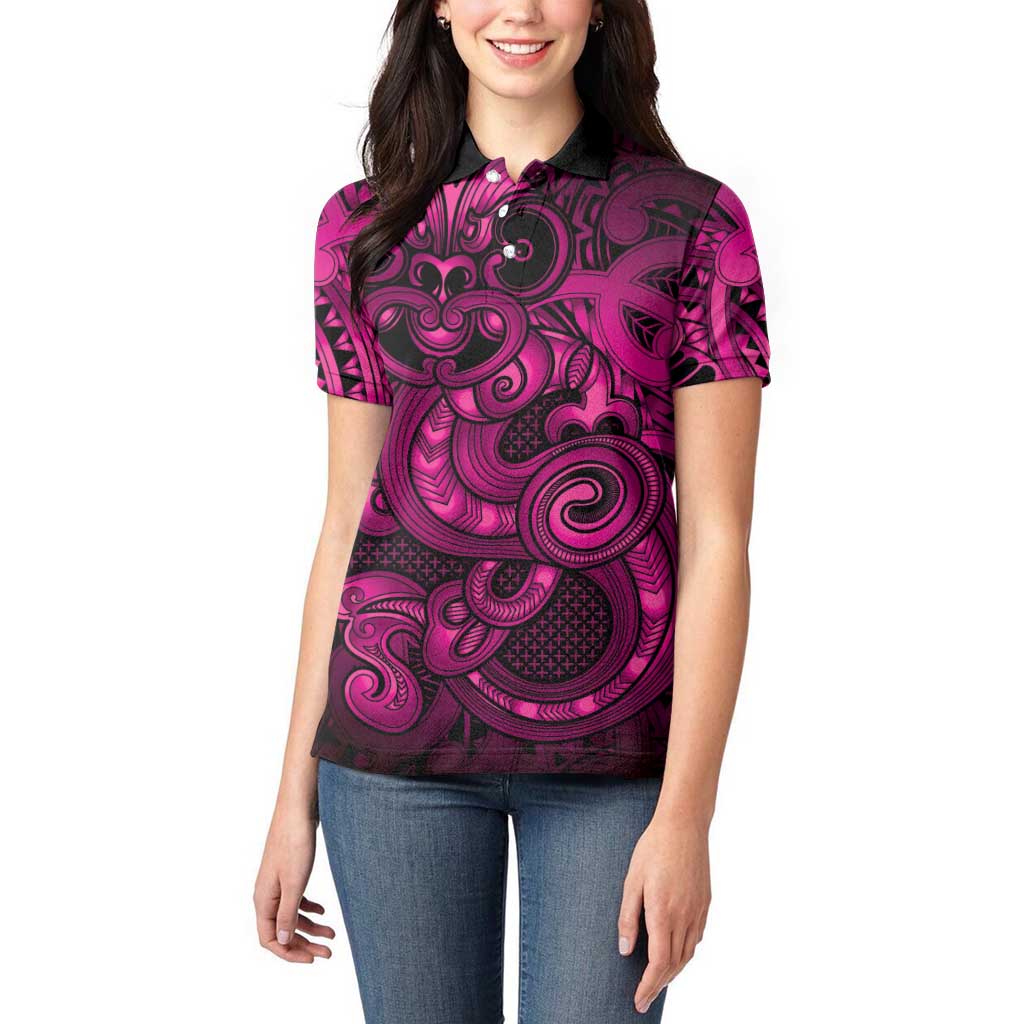 Aotearoa Maori Hei Tiki Women Polo Shirt Mawhero Kowhaiwhai Puhoro Motif LT9 - Polynesian Pride