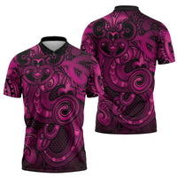 Aotearoa Maori Hei Tiki Zipper Polo Shirt Mawhero Kowhaiwhai Puhoro Motif LT9 - Polynesian Pride