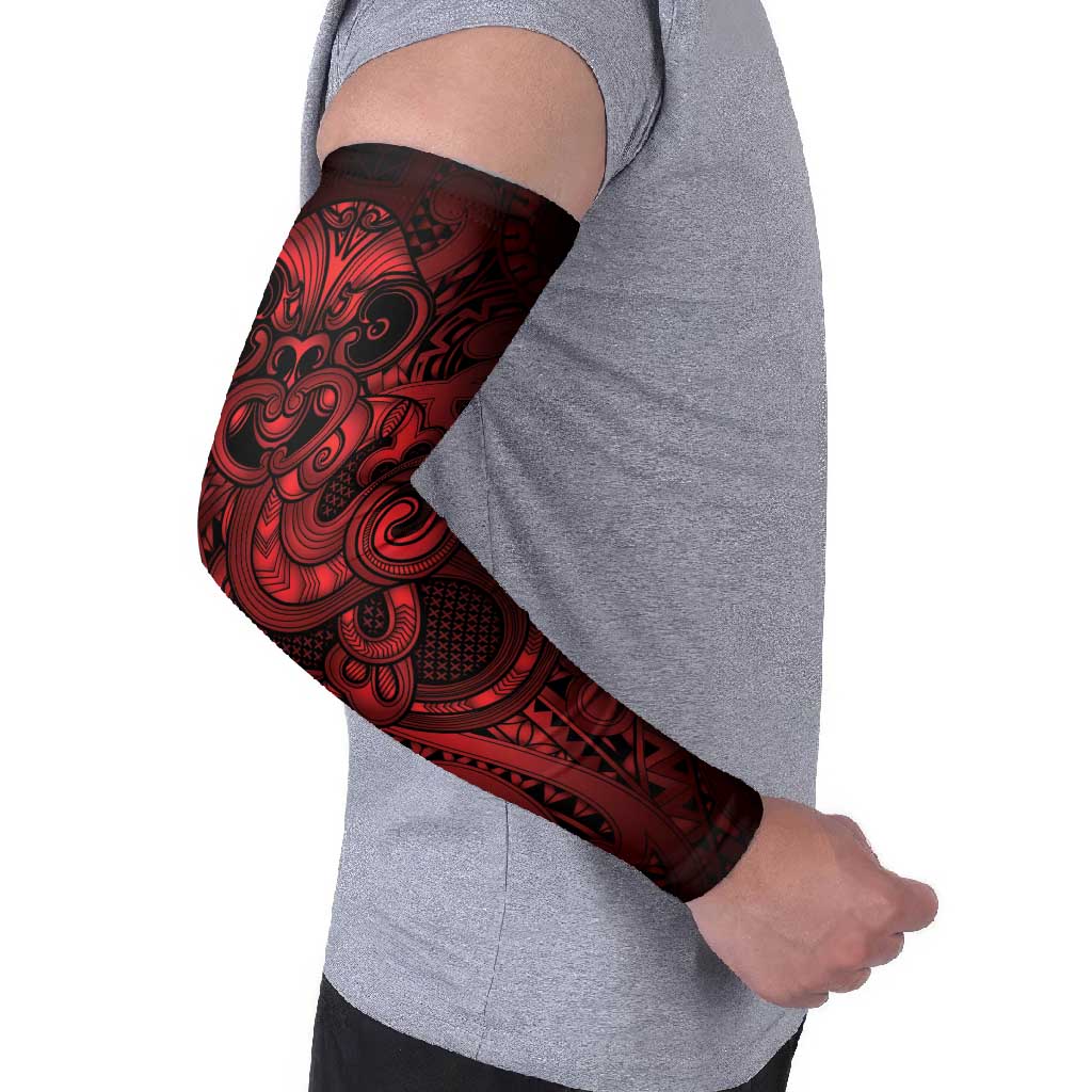 Aotearoa Maori Hei Tiki Arm Sleeves Whero Kowhaiwhai Puhoro Motif LT9 - Polynesian Pride