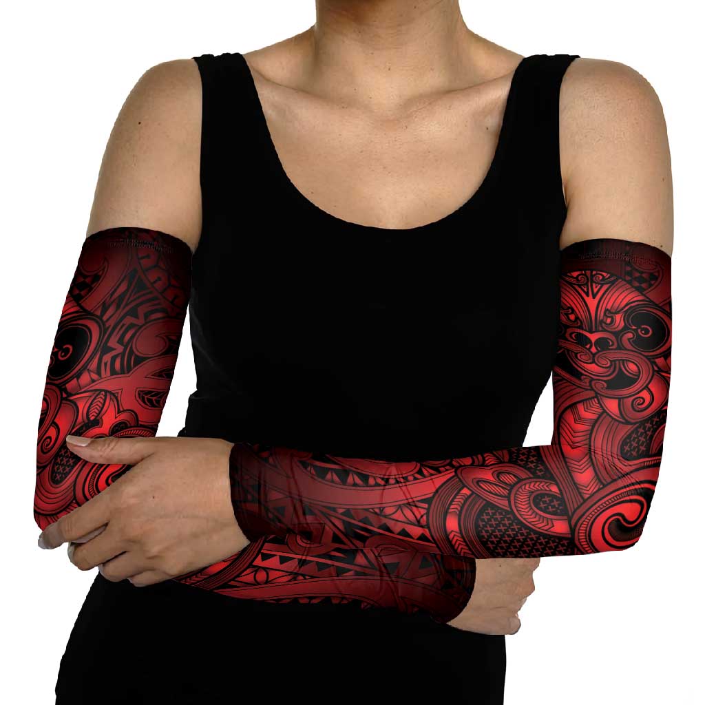 Aotearoa Maori Hei Tiki Arm Sleeves Whero Kowhaiwhai Puhoro Motif LT9 - Polynesian Pride