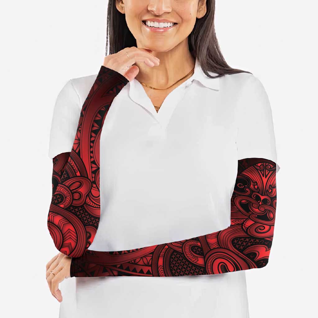 Aotearoa Maori Hei Tiki Arm Sleeves Whero Kowhaiwhai Puhoro Motif LT9 - Polynesian Pride