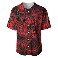 Aotearoa Maori Hei Tiki Baseball Jersey Whero Kowhaiwhai Puhoro Motif