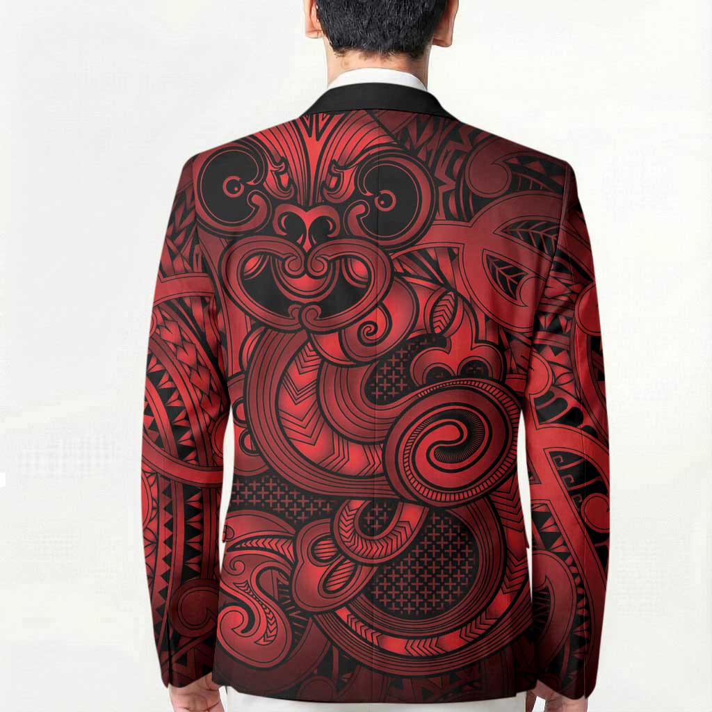 Aotearoa Maori Hei Tiki Blazer Whero Kowhaiwhai Puhoro Motif