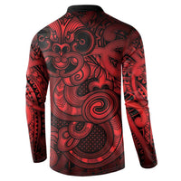 Aotearoa Maori Hei Tiki Button Sweatshirt Whero Kowhaiwhai Puhoro Motif