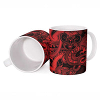 Aotearoa Maori Hei Tiki Ceramic Mug Whero Kowhaiwhai Puhoro Motif