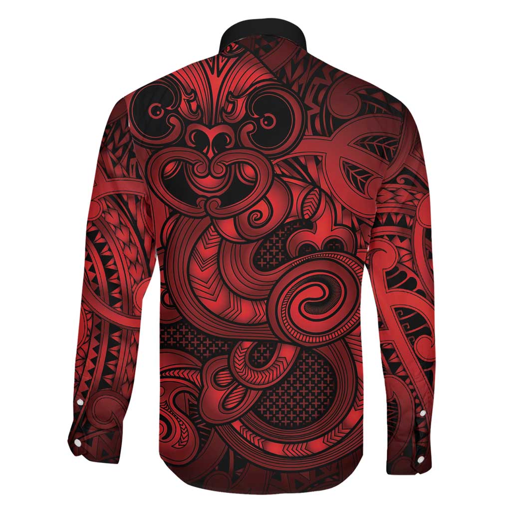 Aotearoa Maori Hei Tiki Family Matching Off Shoulder Maxi Dress and Hawaiian Shirt Whero Kowhaiwhai Puhoro Motif LT9 - Polynesian Pride