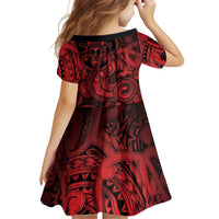 Aotearoa Maori Hei Tiki Family Matching Off Shoulder Short Dress and Hawaiian Shirt Whero Kowhaiwhai Puhoro Motif LT9 - Polynesian Pride