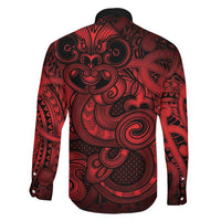 Aotearoa Maori Hei Tiki Family Matching Off Shoulder Short Dress and Hawaiian Shirt Whero Kowhaiwhai Puhoro Motif LT9 - Polynesian Pride