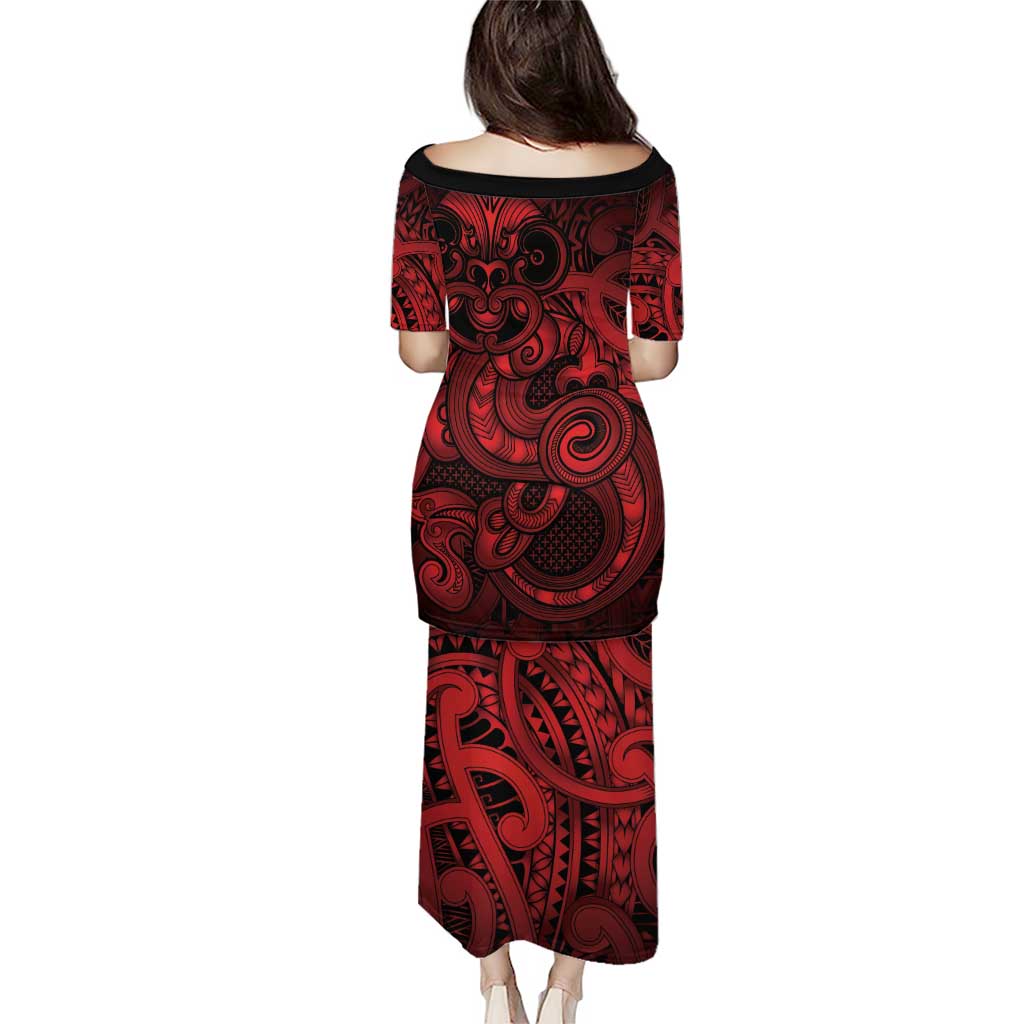 Aotearoa Maori Hei Tiki Family Matching Puletasi and Hawaiian Shirt Whero Kowhaiwhai Puhoro Motif LT9 - Polynesian Pride
