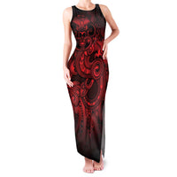 Aotearoa Maori Hei Tiki Family Matching Tank Maxi Dress and Hawaiian Shirt Whero Kowhaiwhai Puhoro Motif LT9 Mom's Dress Red - Polynesian Pride