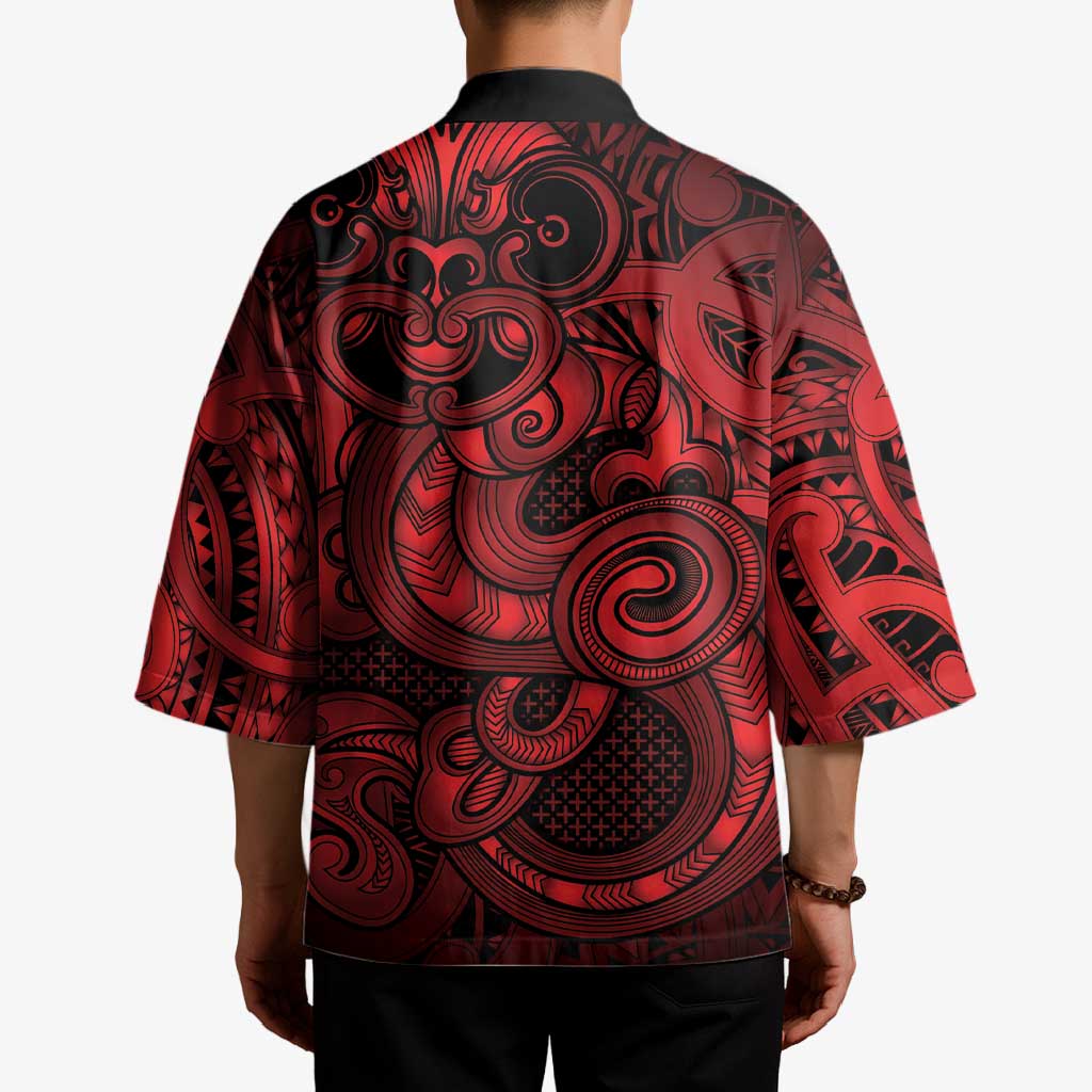 Aotearoa Maori Hei Tiki Kimono Whero Kowhaiwhai Puhoro Motif