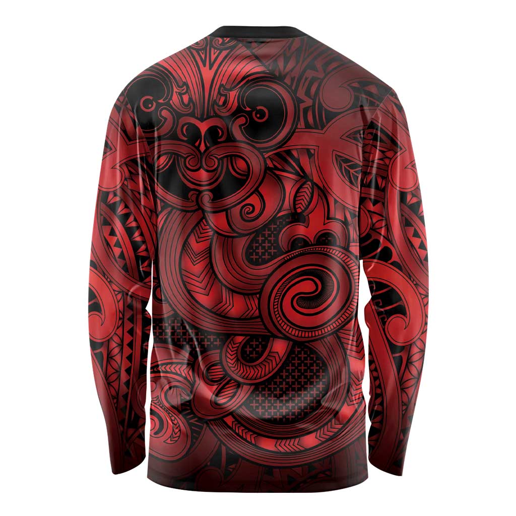Aotearoa Maori Hei Tiki Long Sleeve Shirt Whero Kowhaiwhai Puhoro Motif
