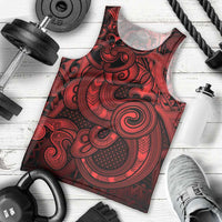 Aotearoa Maori Hei Tiki Men Tank Top Whero Kowhaiwhai Puhoro Motif