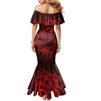 Aotearoa Maori Hei Tiki Mermaid Dress Whero Kowhaiwhai Puhoro Motif LT9 - Polynesian Pride